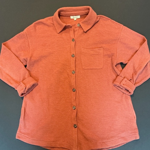 Madewell Textural Knit Shirt-Jacket Weathered Brick Size M - Picture 5 of 14